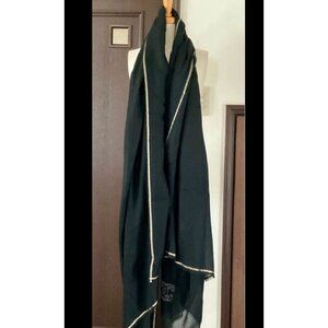 Chanel super large shawl scarf black golden cashmere